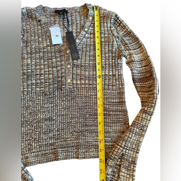 House of Harlow 1960 Brown and Tan Button Front Long Sleeved Sweater - Picture 9 of 13